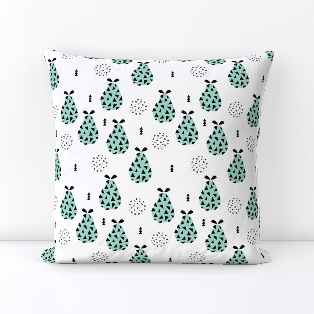 Cool pear garden geometric memphis scandinavian style fruit illustration gender neutral mint