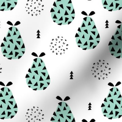 Cool pear garden geometric memphis scandinavian style fruit illustration gender neutral mint