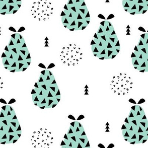 Cool pear garden geometric memphis scandinavian style fruit illustration gender neutral mint
