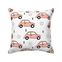 Old vintage oldtimer classic italian car scandinavian kids design black and white soft pink peach LARGE