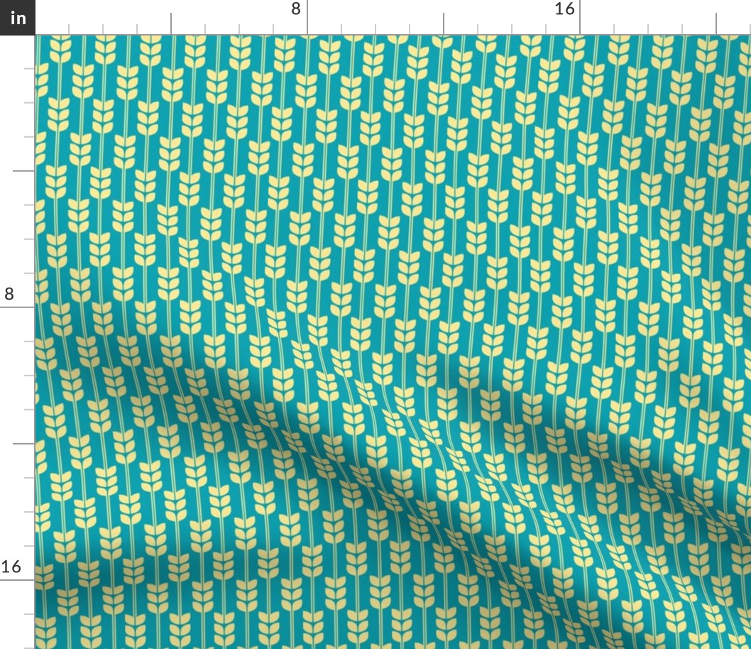 Wheat - Yellow on Turquoise, Small