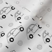 Old vintage oldtimer classic italian car scandinavian kids design black and white gender neutral XS