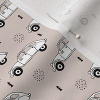 Cool vintage oldtimer cars paris collection geometric scandinavian illustration design for kids beige XS