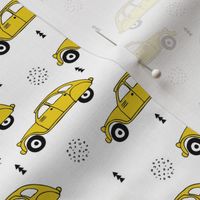 Cool vintage oldtimer cars paris collection geometric scandinavian illustration design for kids mustard yellow XS