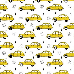 Cool vintage oldtimer cars paris collection geometric scandinavian illustration design for kids mustard yellow XS