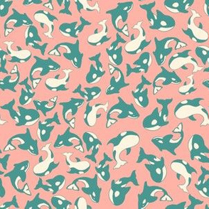 Sweet Swimming Orcas - Pink