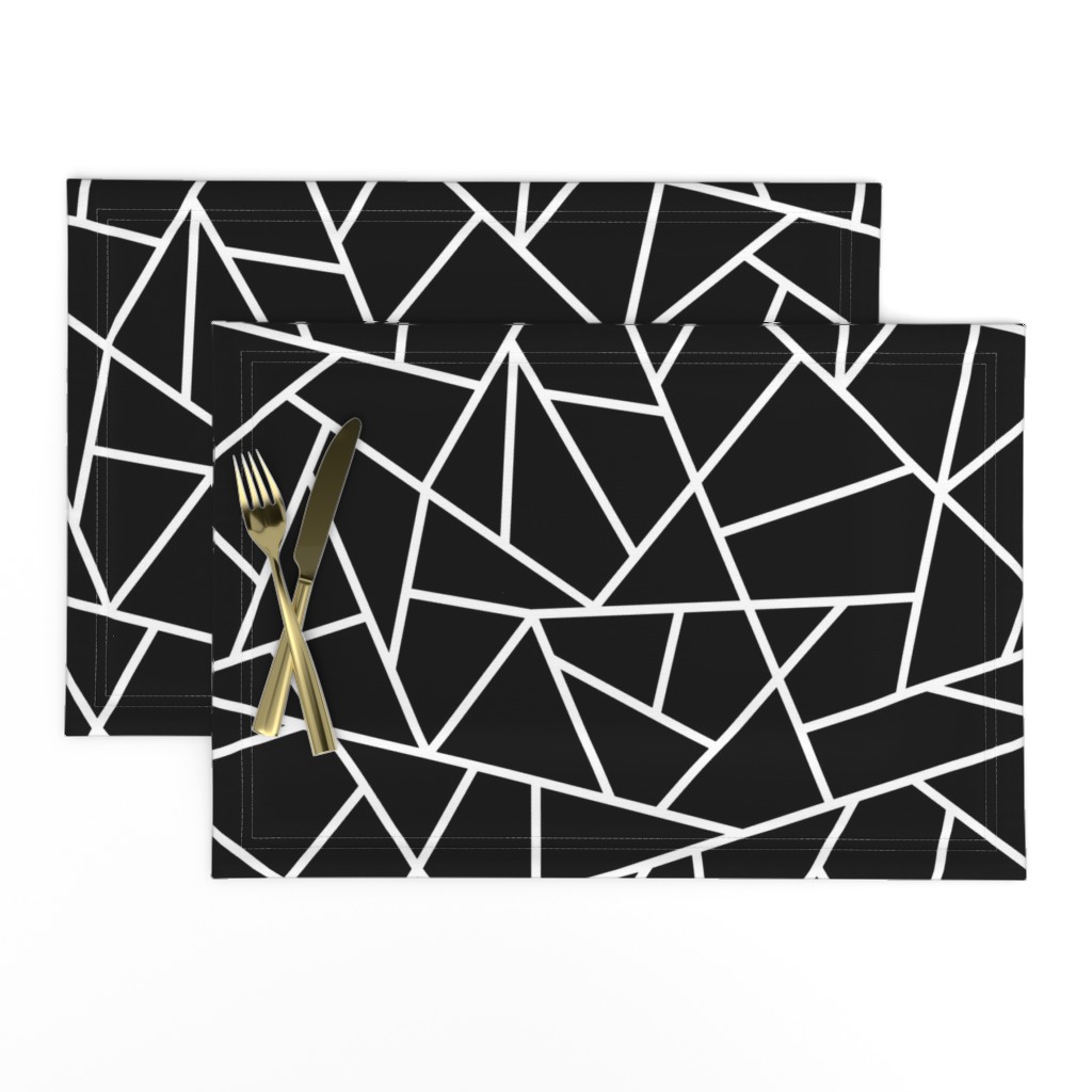 Abstract Geometric White on Black Large