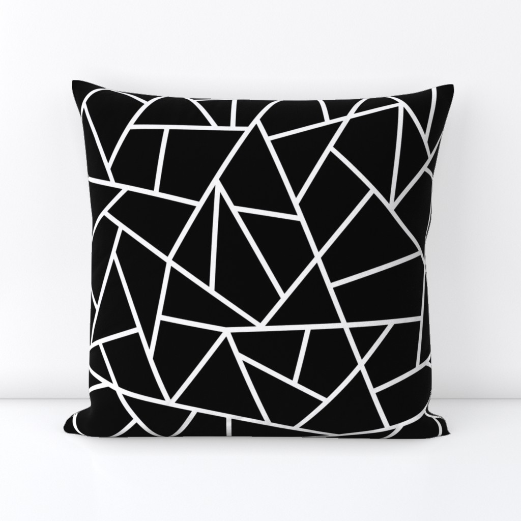 Abstract Geometric White on Black Large