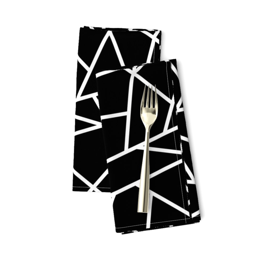 Abstract Geometric White on Black Large