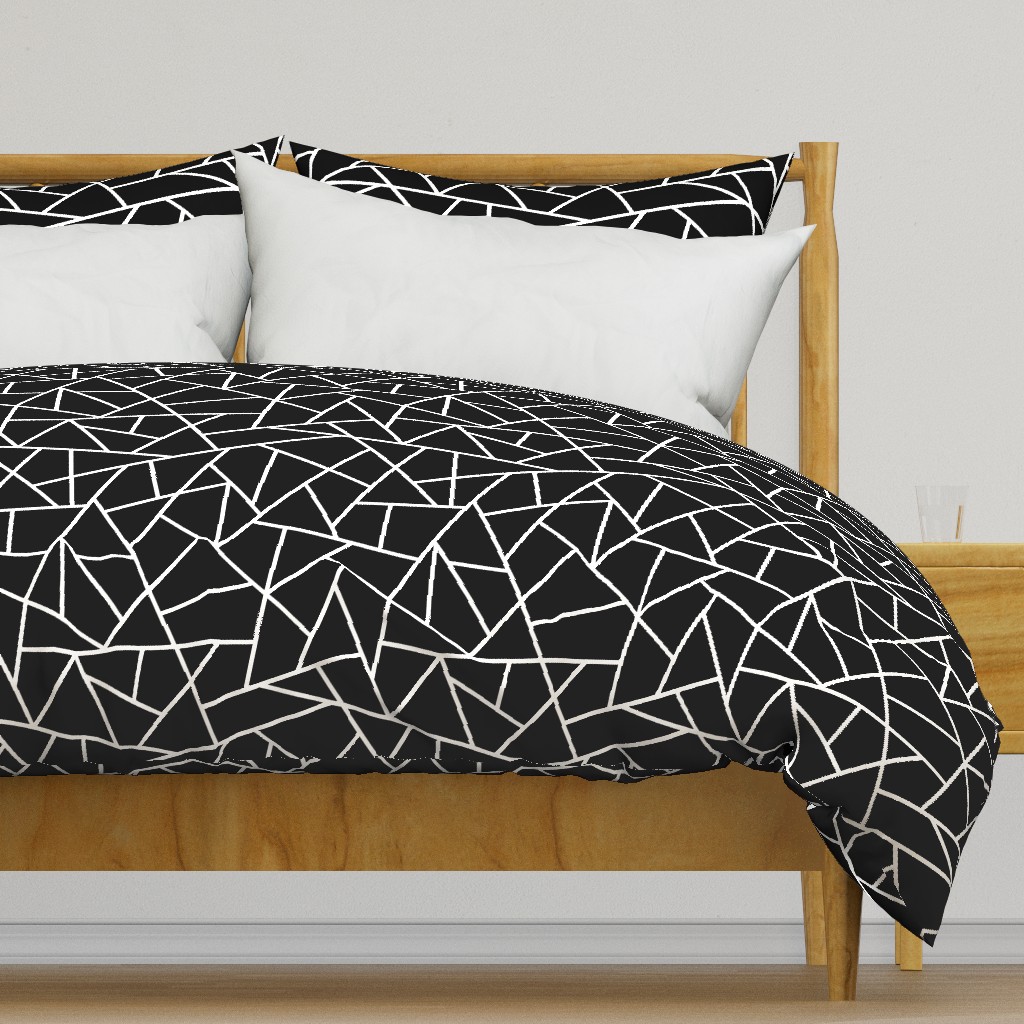 Abstract Geometric White on Black Large