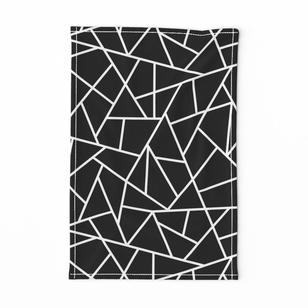 Abstract Geometric White on Black Large