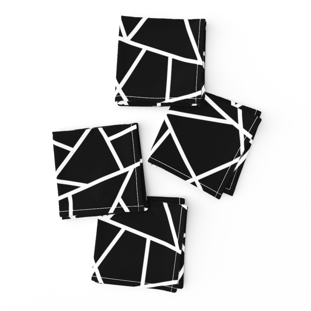 Abstract Geometric White on Black Large