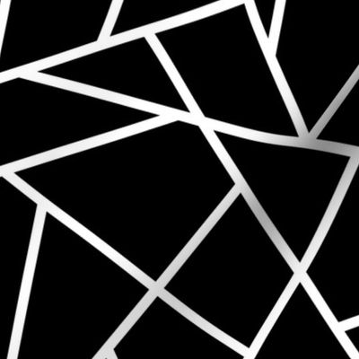 Abstract Geometric White on Black Large