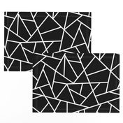 Abstract Geometric White on Black Large