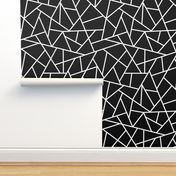 Abstract Geometric White on Black Large