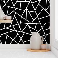 Abstract Geometric White on Black Large