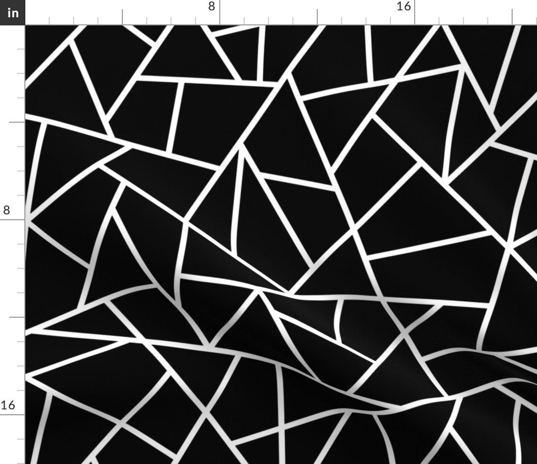 Abstract Geometric White on Black Large