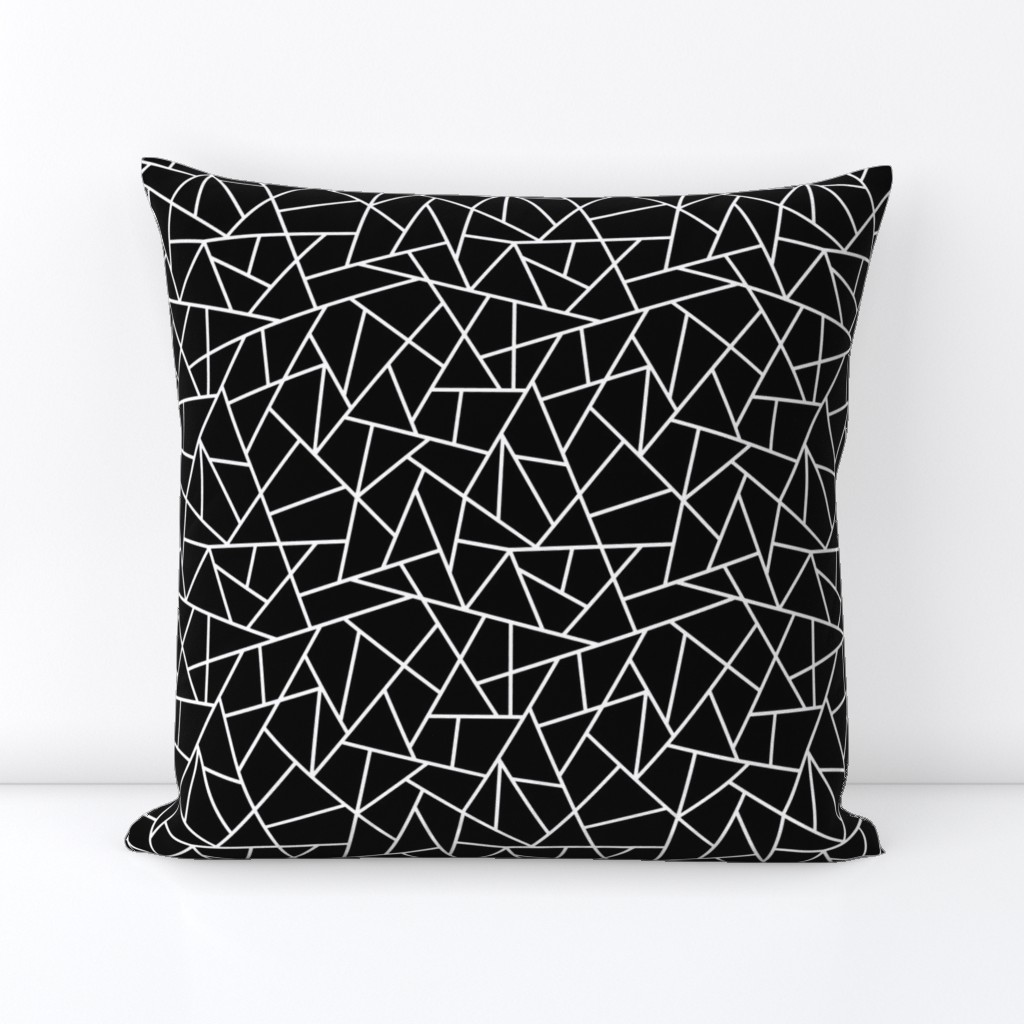 Abstract Geometric White on Black Small