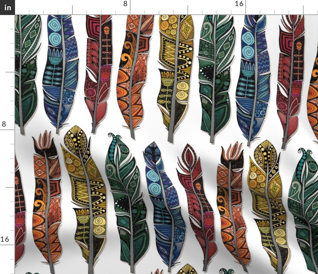 boho rainbow feathers