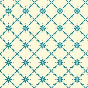 Charlotte Diagonal Floral Cream and Teal