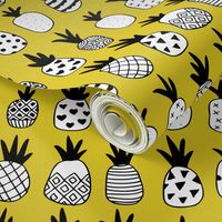 Trendy summer spring geometric pineapple fruit scandinavian style yellow mustard