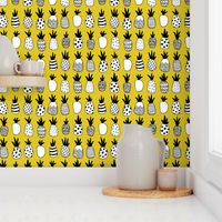 Trendy summer spring geometric pineapple fruit scandinavian style yellow mustard