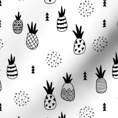 Trendy summer spring geometric pineapple fruit scandinavian style black and white