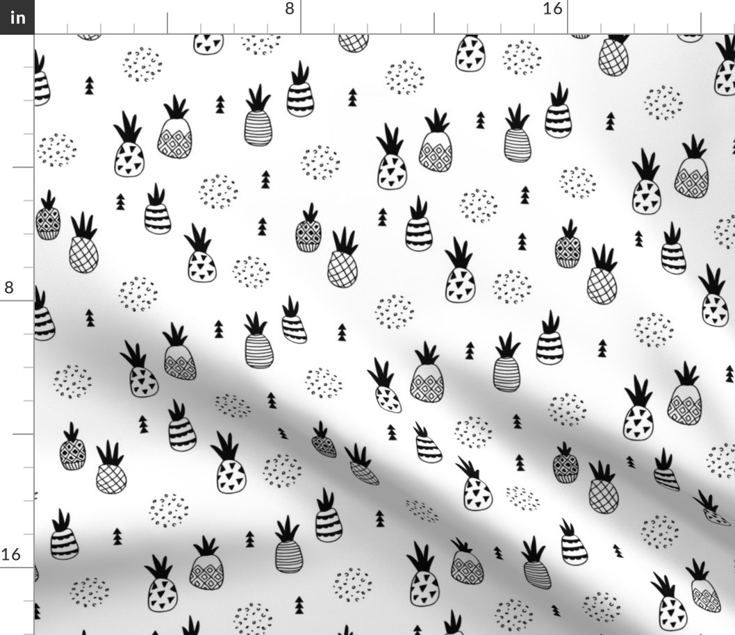 Trendy summer spring geometric pineapple fruit scandinavian style black and white