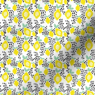 Cool scandinavian abstract topical fruit summer spring fabric green yellow XS