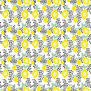 Cool scandinavian abstract topical fruit summer spring fabric green yellow XS