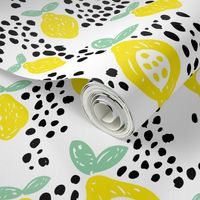 Cool scandinavian abstract topical fruit summer spring fabric green yellow