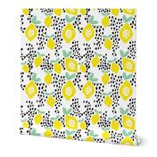 Cool scandinavian abstract topical fruit summer spring fabric green yellow