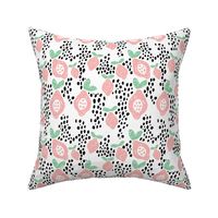 Cool scandinavian abstract topical fruit summer spring fabric mint pink XL