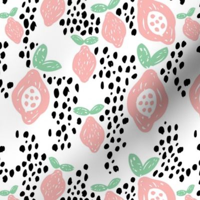 Cool scandinavian abstract topical fruit summer spring fabric mint pink XL