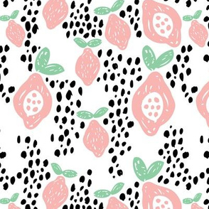 Cool scandinavian abstract topical fruit summer spring fabric mint pink XL