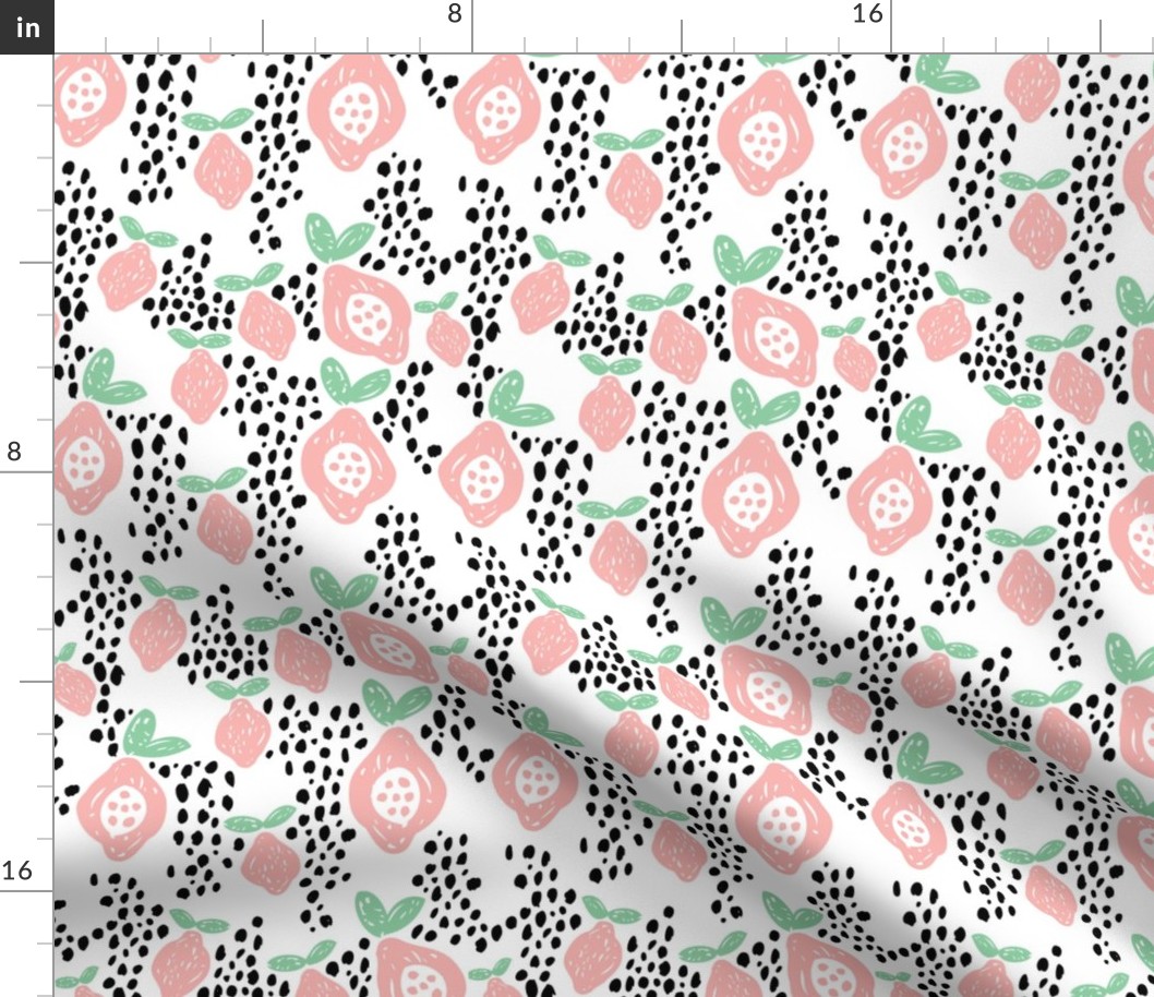 Cool scandinavian abstract topical fruit summer spring fabric mint pink XL