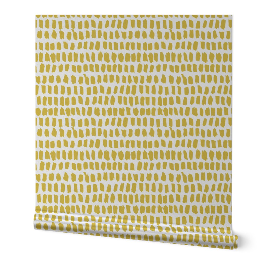 Strokes and stripes abstract scandinavian style brush design gender neutral yellow mustard XS