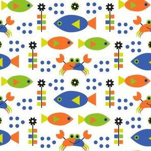 Graphic fish / coastal / multicolored
