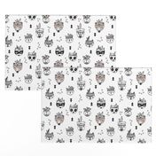 Cool scandinavian geometric woodland animals indian fall winter zoo black and white