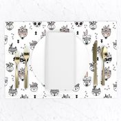 Cool scandinavian geometric woodland animals indian fall winter zoo black and white