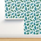 Green summer colors leaf illustration garden pattern green blue