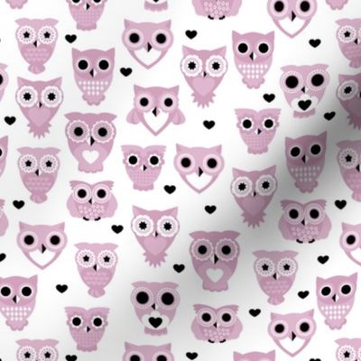 Adorable baby owls for kids pastel retro scandinavian style animal series violet lilac