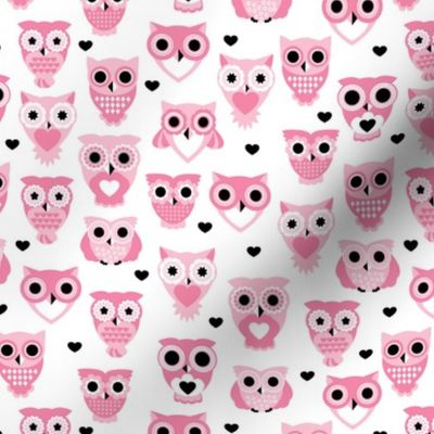 Adorable baby owls for kids pastel retro scandinavian style animal series girls pink