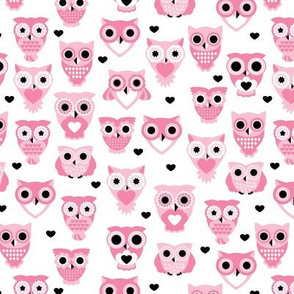 Adorable baby owls for kids pastel retro scandinavian style animal series girls pink