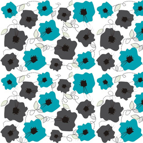 Teal and Grey Flowers