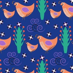 Quails in Blue