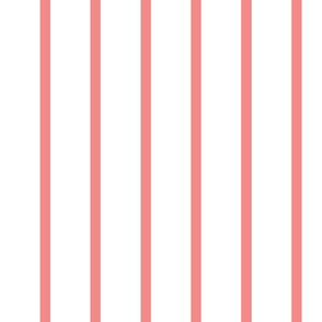 Thin Stripes Coral on White Vertical 