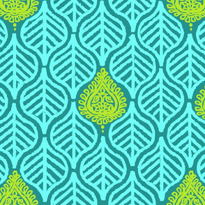 PLANTAIN LEAF - TURQUOISE/LIME