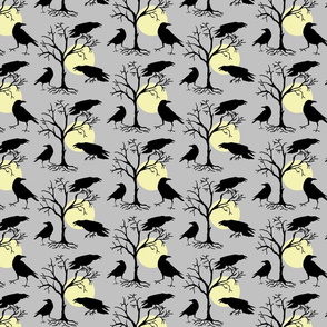 ravens, moon and trees