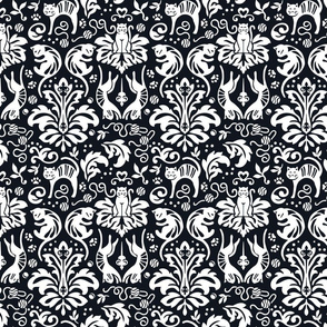 Damask Cats - BLACK